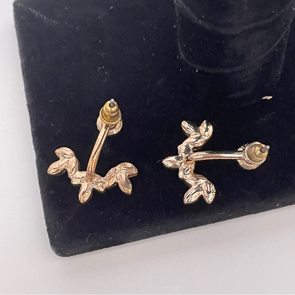 Vintage Gold Tone Fall Autumn Leaf Cottage Core Fairy Whisigoth Dangle Earrings - Picture 7 of 9